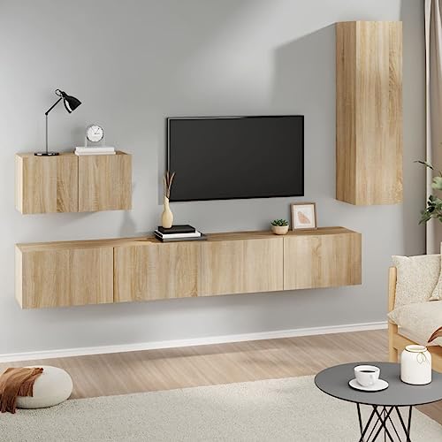 Aiious Elegantes Wand-TV-Regal Set aus robustem Holzwerkstoff mit gro?z¨¹gigem Stauraum f¨¹r DVDs Zeitschriften und Accessoires ideal f¨¹r das Moderne Wohnzimmer von Aiious