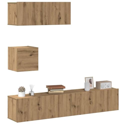 Aiious Modernes TV-Regal Set aus robustem Holzwerkstoff mit gro?z¨¹gigem Stauraum f¨¹rs Wohnzimmer platzsparend wandmontierbar f¨¹r Ordnung und optimale Aufbewahrung von Medien Ger?Ten und Deko von Aiious