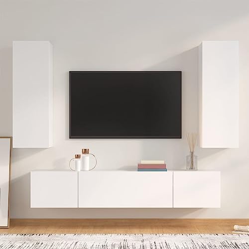Aiious Modernes TV-Regal Set aus robustem Holzwerkstoff mit viel Stauraum f¨¹r DVDs Zeitschriften und Accessoires platzsparende Wandmontage einfache Installation inklusive Montageanleitung von Aiious
