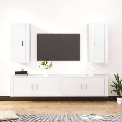Aiious Modernes Wand-TV-Regal Set aus robustem Holzwerkstoff mit viel Stauraum f¨¹r DVDs Zeitschriften und Accessoires ideal f¨¹r das Wohnzimmer von Aiious