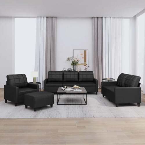 Aiious 4-sitziges Sofa Set in Schwarz mit bequemen Kissen, langlebigem Kunstleder und robuster Konstruktion Aiious 4-sitziges Sofa Set in Schwarz mit bequemen Kissen, langlebigem Kunstleder und robuster Konstruktion von Aiious