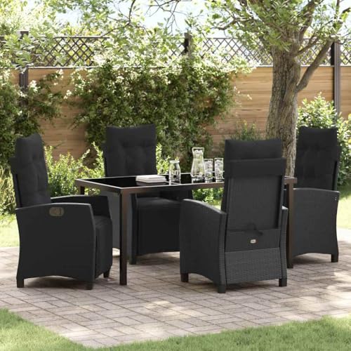 Aiious 5-TLG Garten-Essgruppe Schwarz Poly Rattan 2 Liege Gartenstuehle mit Dick gepolsterten Kissen und Stilvoller Optik Fuer Entspannte Au¦Âenmomente Aiious 5-TLG Garten-Essgruppe Schwarz Poly Rattan 2 Liege Gartenstuehle mit Dick gepolsterten Kissen und Stilvoller Optik Fuer Entspannte Au¦Âenmomente von Aiious