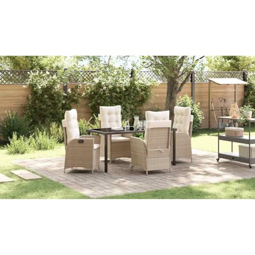 Aiious 5-TLG Garten-Essgruppe Beige Poly Rattan - Mit abnehmbaren Kissenbezuegen und Wetterfestigkeit Aiious 5-TLG Garten-Essgruppe Beige Poly Rattan - Mit abnehmbaren Kissenbezuegen und Wetterfestigkeit von Aiious