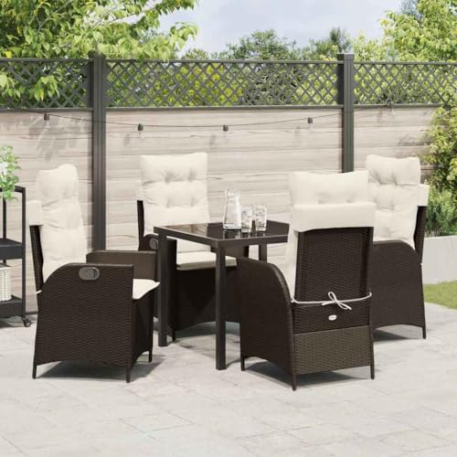 Aiious 5-TLG Garten-Essgruppe mit Kissen - Robuster Poly-Rattan, Stabile Pulverbeschichtete Stahlrahmen Aiious 5-TLG Garten-Essgruppe mit Kissen - Robuster Poly-Rattan, Stabile Pulverbeschichtete Stahlrahmen von Aiious