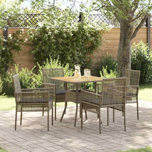 Aiious 5-TLG Garten-Essgruppe Grau Poly Rattan, Modernes Design f¨¹r Familienessen im Freien Aiious 5-TLG Garten-Essgruppe Grau Poly Rattan, Modernes Design f¨¹r Familienessen im Freien von Aiious