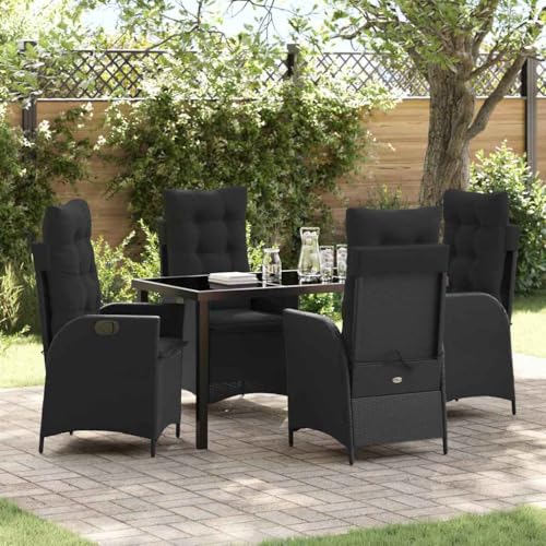 Aiious 5-TLG Garten-Essgruppe mit Kissen Schwarz Poly Rattan Stabiles Stahlrahmen bis 110 kg pro Stuhl Fuer Gaerten Terrassen und Balkone Aiious 5-TLG Garten-Essgruppe mit Kissen Schwarz Poly Rattan Stabiles Stahlrahmen bis 110 kg pro Stuhl Fuer Gaerten Terrassen und Balkone von Aiious