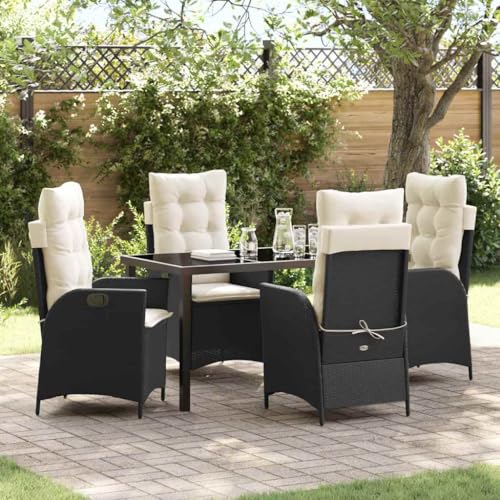 Aiious 5-TLG Garten-Essgruppe Schwarz Poly Rattan Stabile Stahlrahmen Fuer Gartennutzung Aiious 5-TLG Garten-Essgruppe Schwarz Poly Rattan Stabile Stahlrahmen Fuer Gartennutzung von Aiious