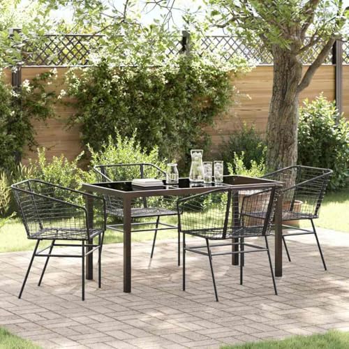 Aiious 5-teilige Garten-Essgruppe Schwarzer Poly-Rattan Aiious 5-teilige Garten-Essgruppe Schwarzer Poly-Rattan von Aiious