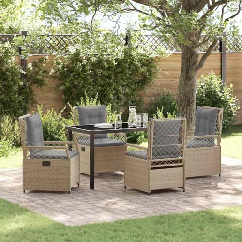 Aiious 5-teiliges Garten-Dining-Set Beige Poly-Rattan Aiious 5-teiliges Garten-Dining-Set Beige Poly-Rattan von Aiious