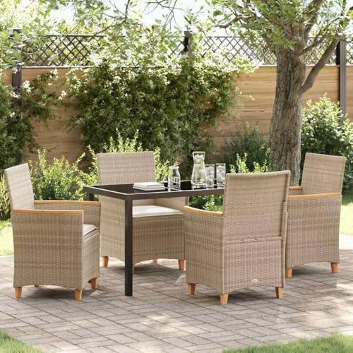 Aiious 5-teiliges Garten-ESS-Set mit Kissen Beige Poly-Rattan Aiious 5-teiliges Garten-ESS-Set mit Kissen Beige Poly-Rattan von Aiious
