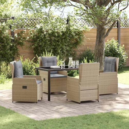 Aiious 5-teilige Garten Essgruppe Beige Poly-Rattan - Einfache Pflege Fuer Outdoor Nutzung Aiious 5-teilige Garten Essgruppe Beige Poly-Rattan - Einfache Pflege Fuer Outdoor Nutzung von Aiious
