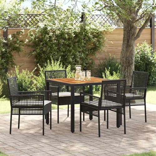 Aiious 5-teiliges Garten-Essgruppen-Set mit Kissen in Schwarz aus Poly-Rattan Aiious 5-teiliges Garten-Essgruppen-Set mit Kissen in Schwarz aus Poly-Rattan von Aiious