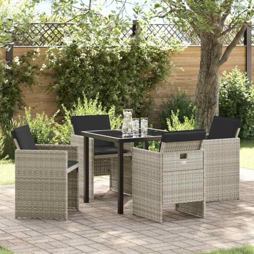 Aiious 5-teiliges Garten Essset mit Kissen Hellgrau Poly Rattan Aiious 5-teiliges Garten Essset mit Kissen Hellgrau Poly Rattan von Aiious
