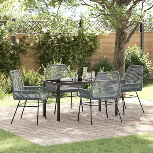 Aiious 5-Teiliges Poly-Rattan Garten-Esstisch-Set mit Kissen - Stark, Komfortabel und Ideal f¨¹r Au?enterrassen von Aiious