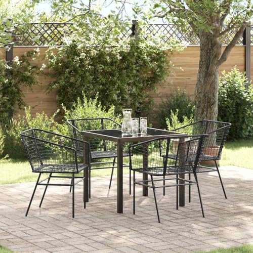 Aiious Schwarz Poly Rattan 5-teiliges Garten-Esszimmer Set Langlebig Einfach zu reinigen Fuer Au?enbereich Aiious Schwarz Poly Rattan 5-teiliges Garten-Esszimmer Set Langlebig Einfach zu reinigen Fuer Au?enbereich von Aiious