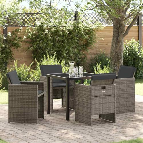 Aiious 5-teiliges Garten-Esszimmer Set mit Kissen Grau Poly Rattan Aiious 5-teiliges Garten-Esszimmer Set mit Kissen Grau Poly Rattan von Aiious
