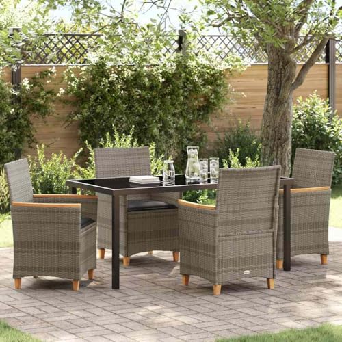 Aiious 5-teiliges Gartenset Grau Poly-Rattan - Ideal Fuer Garten Balkon und Terrasse von Aiious
