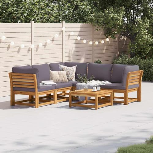 Aiious 6-TLG Garten-Lounge-Set mit Kissen aus Massivholz Akazie - Elegant Entspannen im Garten oder auf der Terrasse von Aiious