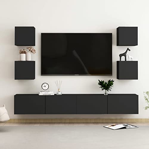 Aiious Modernes Wand-TV-Regal Set mit Staufachern f¨¹r B¨¹Cher DVDs Deko ¨C Robuster Fernsehschrank aus Holzwerkstoff f¨¹r Wohnzimmer Schlafzimmer B¨¹ro ¨C Einfache Montage Keine Sichtbare Bohrl?Cher von Aiious