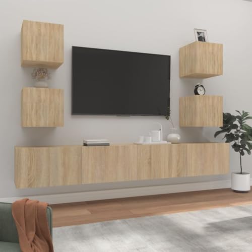 Aiious Modernes TV-Regal Set aus robustem Holzwerkstoff mit viel Stauraum f¨¹r DVDs Zeitschriften und Accessoires platzsparende Wandmontage Montageanleitung inklusive von Aiious