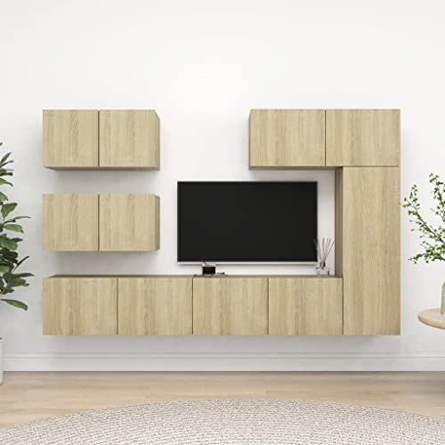 Aiious Modernes TV-Schrankset aus Holzwerkstoff mit gro?em Stauraum, wandh?ngend, ideal zur Aufbewahrung von Zeitschriften DVDs & Co f¨¹r EIN Zeitloses Wohnzimmerdesign von Aiious