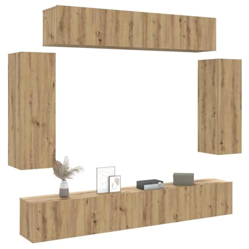 Aiious 6-TLG. TV-Schrank-Set Wandmontage Artisan-Eiche Holzwerkstoff von Aiious