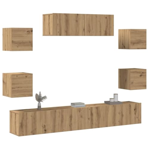 TV-Schrank Set aus Holzwerkstoff, Wandmontage, Gro?z¨¹giger Stauraum f¨¹r Wohnzimmer, Ideal f¨¹r Fernseher, Multimedia Ger?te, B¨¹cher und Dekoration, Platzsparend und Robust, Ohne Montagezubeh?r von Aiious
