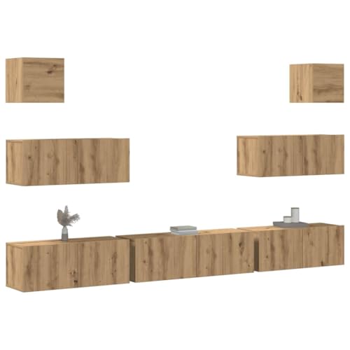 Aiious 7-TLG. TV-Schrank-Set Wandmontage Artisan-Eiche Holzwerkstoff Aiious 7-TLG. TV-Schrank-Set Wandmontage Artisan-Eiche Holzwerkstoff von Aiious