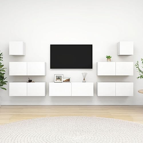 Aiious 7-TLG. TV-Schrank-Set Wei? Holzwerkstoff von Aiious