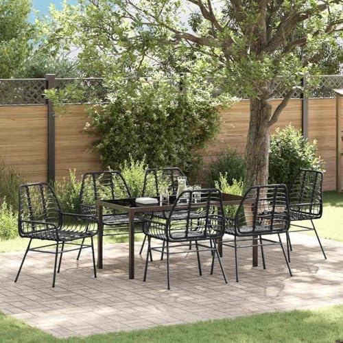 Aiious Garten-Essgruppe 7-stckig Schwarz Poly-Rattan Trendig Tragbar Balkon Terrasse Aiious Garten-Essgruppe 7-stckig Schwarz Poly-Rattan Trendig Tragbar Balkon Terrasse von Aiious