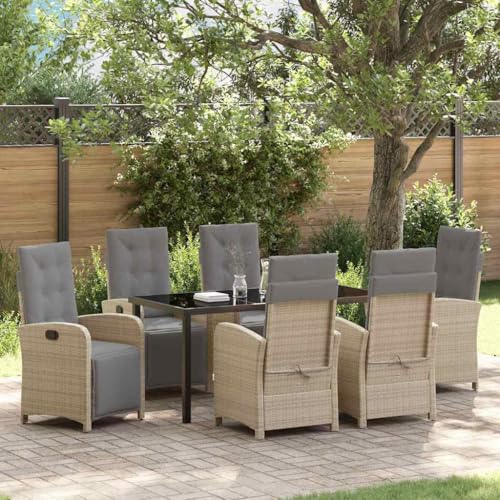 Aiious 7-teiliges Garten Essset mit Kissen Beige Poly Rattan Aiious 7-teiliges Garten Essset mit Kissen Beige Poly Rattan von Aiious