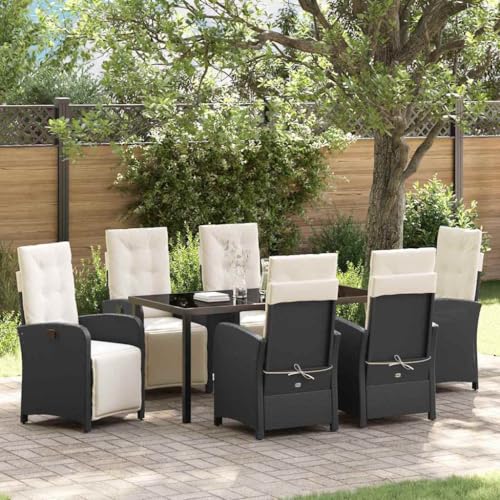Aiious 7-teiliges Garten-Essset mit Kissen Schwarz Poly-Rattan Aiious 7-teiliges Garten-Essset mit Kissen Schwarz Poly-Rattan von Aiious
