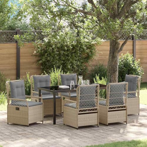 Aiious 7-teiliges Garten-Esszimmer-Set Beige Poly-Rattan Aiious 7-teiliges Garten-Esszimmer-Set Beige Poly-Rattan von Aiious