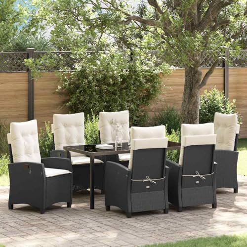 Aiious 7-teiliges Garten-Esszimmer Set mit Kissen - Schwarzes Poly-Rattan Aiious 7-teiliges Garten-Esszimmer Set mit Kissen - Schwarzes Poly-Rattan von Aiious