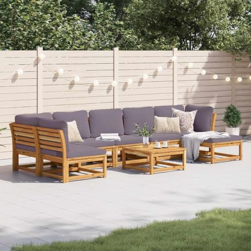 Aiious 8-TLG Garten-Lounge-Set mit Kissen aus Massivholz Akazie - Elegant und Komfortabel f¨¹r Garten und Terrasse von Aiious