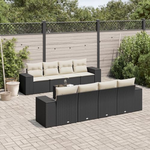 Aiious 9-TLG Garten-Sofagarnitur Schwarz Poly Rattan mit Kissen Fuer Garten Terrasse Innenhof Aiious 9-TLG Garten-Sofagarnitur Schwarz Poly Rattan mit Kissen Fuer Garten Terrasse Innenhof von Aiious