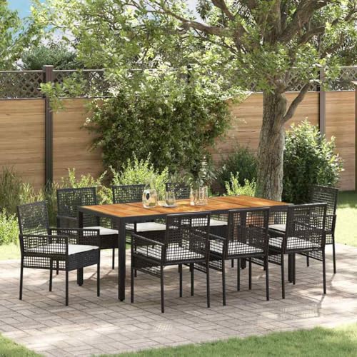Aiious 9-teiliges Schwarz Poly Rattan Garten Essset mit Kissen, komfortabel f¨¹r Familienessen im Freien Aiious 9-teiliges Schwarz Poly Rattan Garten Essset mit Kissen, komfortabel f¨¹r Familienessen im Freien von Aiious