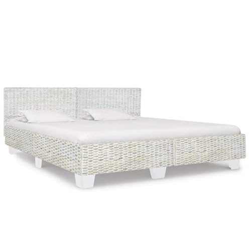 Aiious Bett Grau Natur Rattan 180x200 cm von Aiious