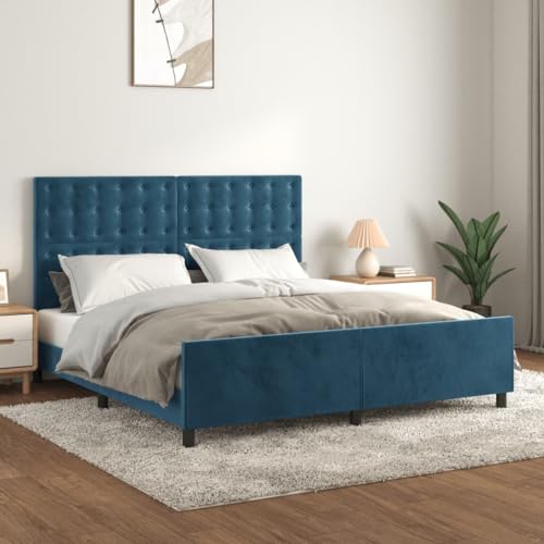Aiious Bettgestell mit Kopfteil Dunkelblau 180x200 cm Samt Aiious Bettgestell mit Kopfteil Dunkelblau 180x200 cm Samt von Aiious