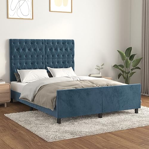 Aiious Bettgestell ohne Matratze Dunkelblau 140x200 cm Samt Aiious Bettgestell ohne Matratze Dunkelblau 140x200 cm Samt von Aiious