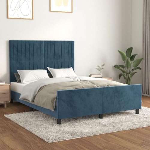 Aiious Bettgestell ohne Matratze Dunkelblau 140x200 cm Samt Aiious Bettgestell ohne Matratze Dunkelblau 140x200 cm Samt von Aiious