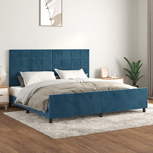 Aiious Bettgestell ohne Matratze Dunkelblau 200x200 cm Samt Aiious Bettgestell ohne Matratze Dunkelblau 200x200 cm Samt von Aiious