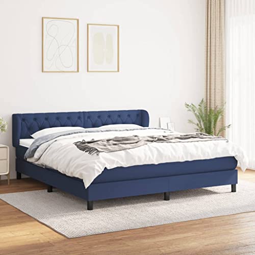 Aiious Boxspringbett mit Matratze Blau 160x200 cm Stoff Aiious Boxspringbett mit Matratze Blau 160x200 cm Stoff von Aiious
