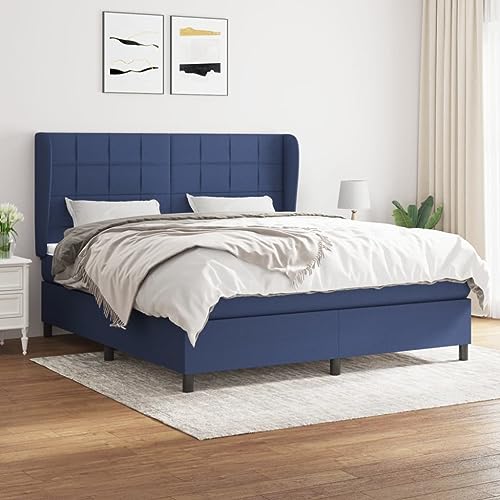 Aiious Boxspringbett mit Matratze Blau 160x200 cm Stoff von Aiious