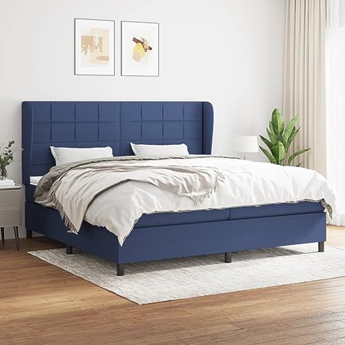 Aiious Boxspringbett mit Matratze Blau 200x200 cm Stoff von Aiious