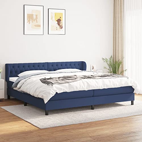 Aiious Boxspringbett mit Matratze Blau 200x200 cm Stoff von Aiious