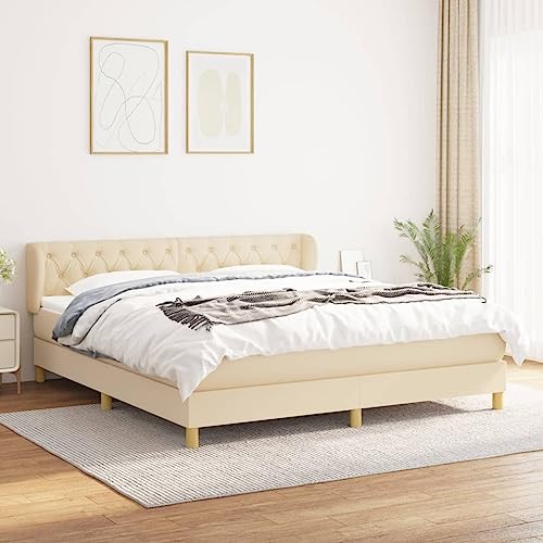 Aiious Boxspringbett mit Matratze Creme 160x200 cm Stoff Aiious Boxspringbett mit Matratze Creme 160x200 cm Stoff von Aiious