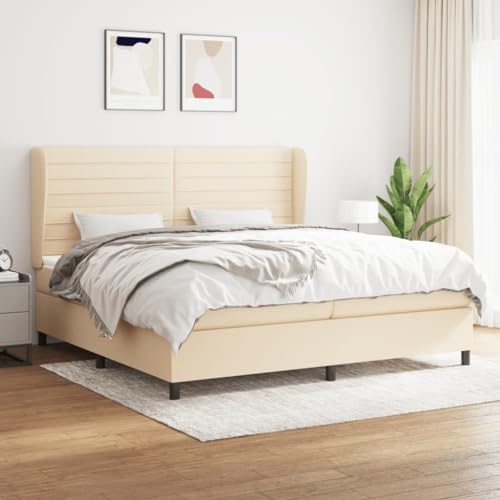 Aiious Boxspringbett mit Matratze Creme 200x200 cm Stoff Aiious Boxspringbett mit Matratze Creme 200x200 cm Stoff von Aiious