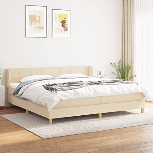 Aiious Boxspringbett mit Matratze Creme 200x200 cm Stoff Aiious Boxspringbett mit Matratze Creme 200x200 cm Stoff von Aiious