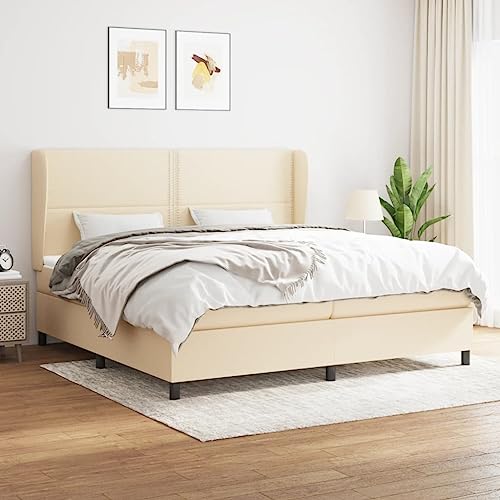 Aiious Boxspringbett mit Matratze Creme 200x200 cm Stoff Aiious Boxspringbett mit Matratze Creme 200x200 cm Stoff von Aiious
